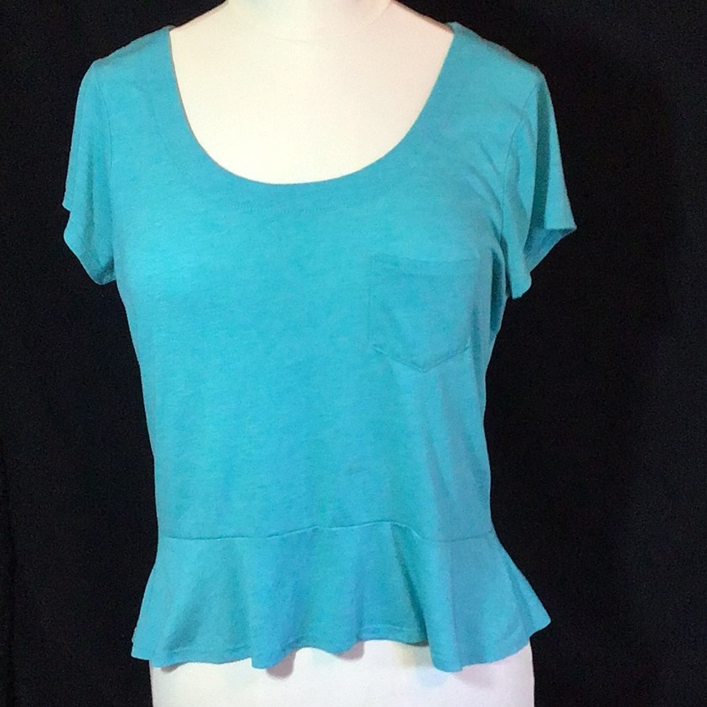 High-low peplum Turquoise T-shirt 🌈🌴